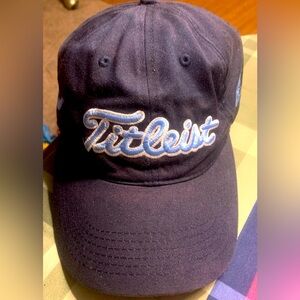 Titlelist Adjustable Hat Golf Baseball Cap Navy Blue with Light Blue Logo VTG